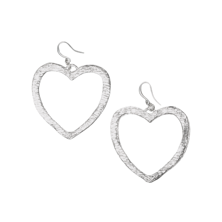 Suzie Blue Silver Plated Textured Heart Earrings