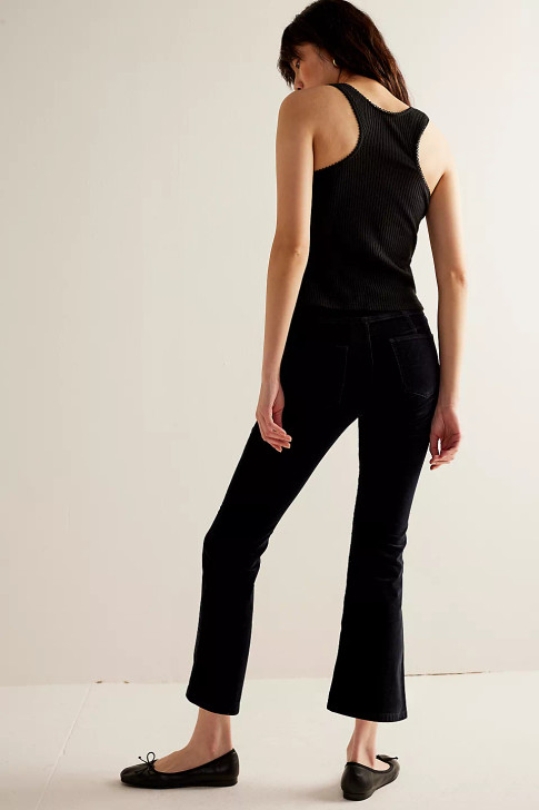 Free People In My Feelings Velvet Crop Flare Pants Black