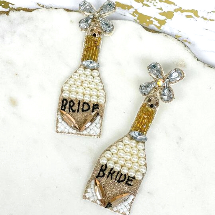 Prep Obsessed Bride Champagne Beaded Earrings