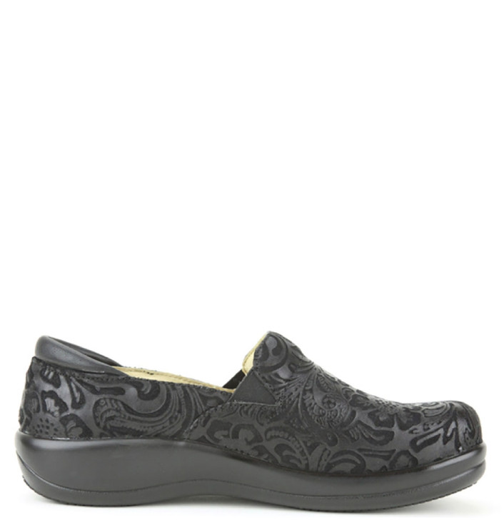 alegria keli black embossed paisley