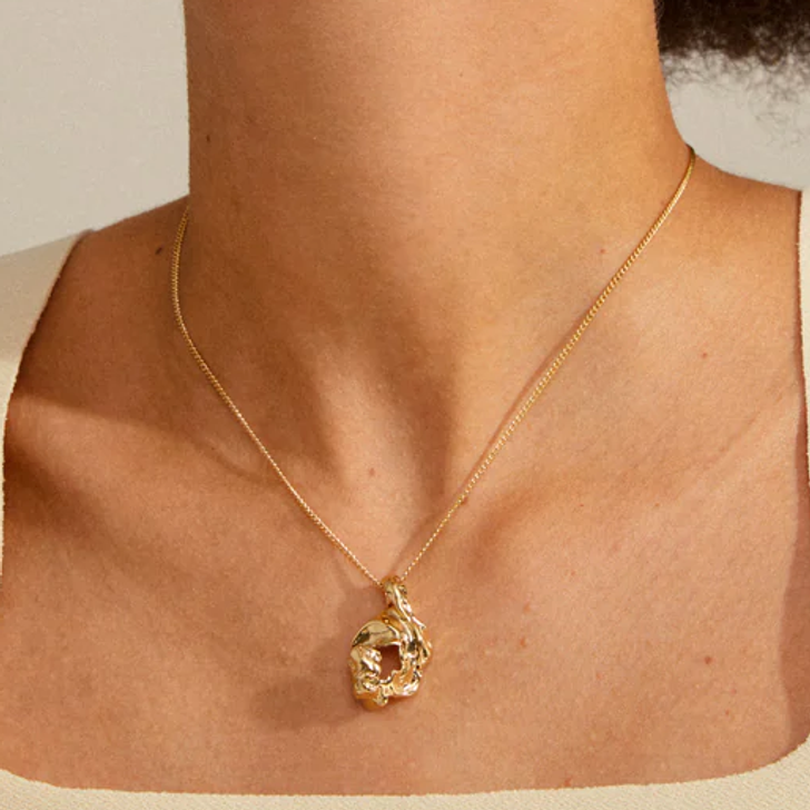 Pilgrim Flow Organic Shaped Pendant Gold Plated Necklace