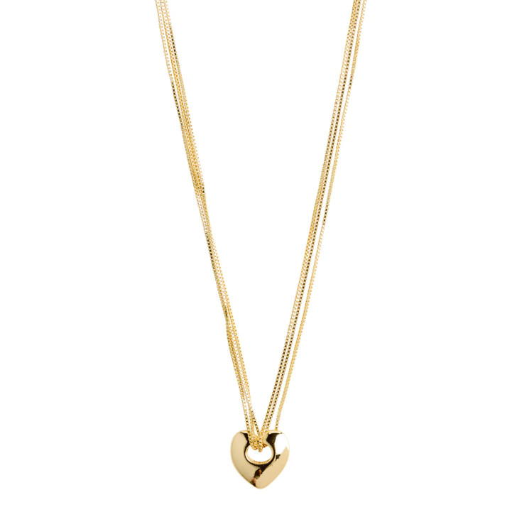 Pilgrim Wave Gold Plated Heart Pendant Necklace