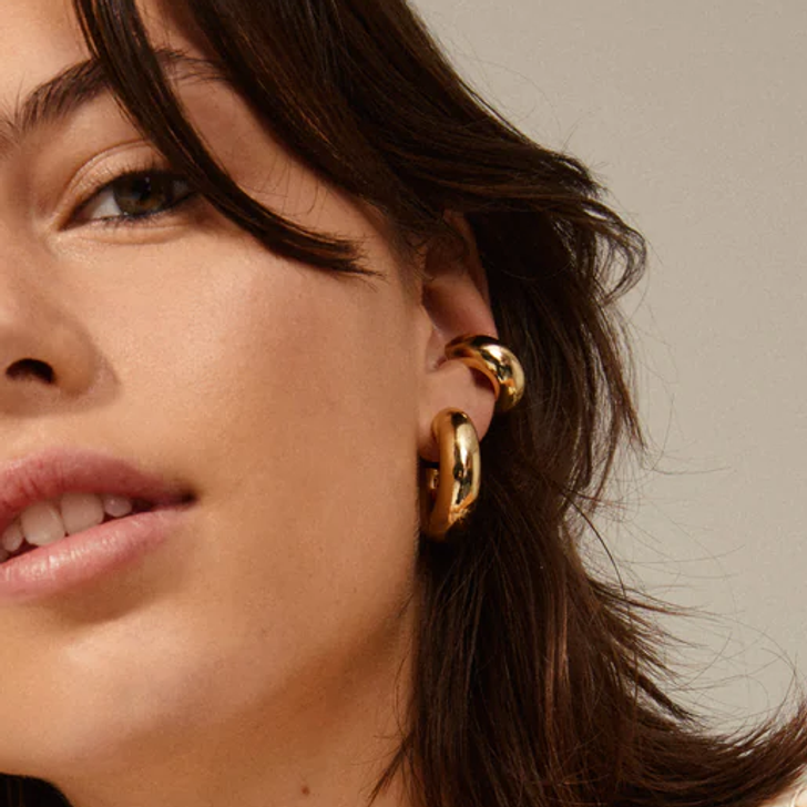 Pilgrim Aleena Gold Plated Chunky Tube Hoop & Ear Cuff Set