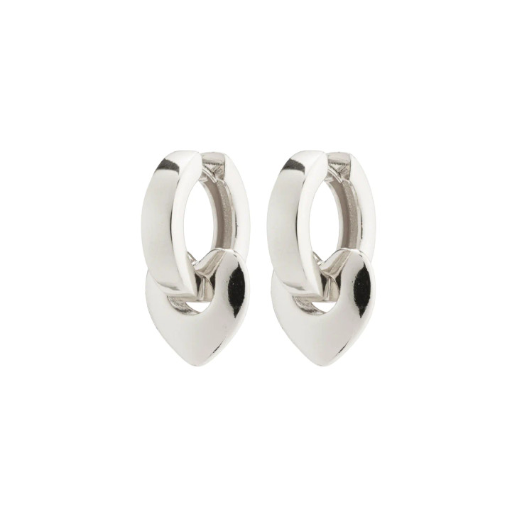 Pilgrim Wave Silver Plated Chunky Heart Hoops