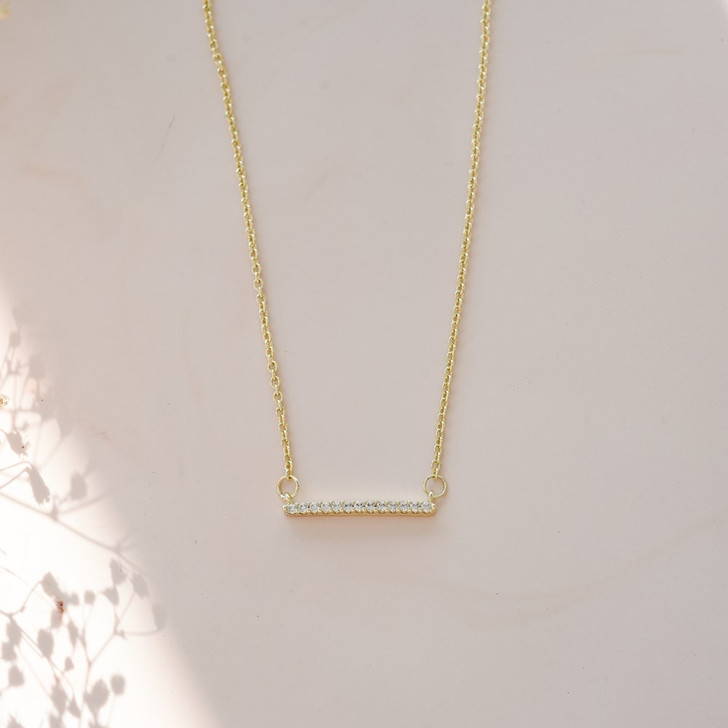 Glee Gold Plated Raquel Crystal Bar Necklace