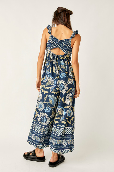 Free People Bali Albright Jumpsuit Navy Combo