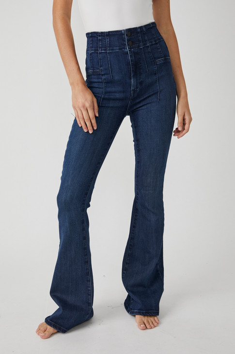 Free People Jayde Cord Flare Jeans - Love Stone