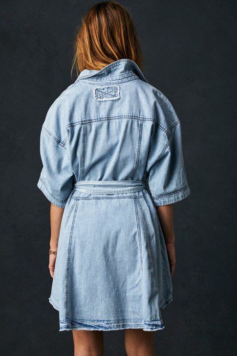 Free People Jenny Denim Tunic Light Indigo Combo