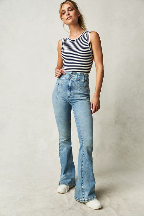 Free people high waisted sales flare jeans