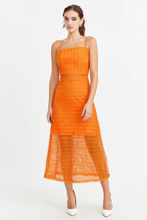 Adelyn Rae Inda Lace Midi Dress Mandarin Orange