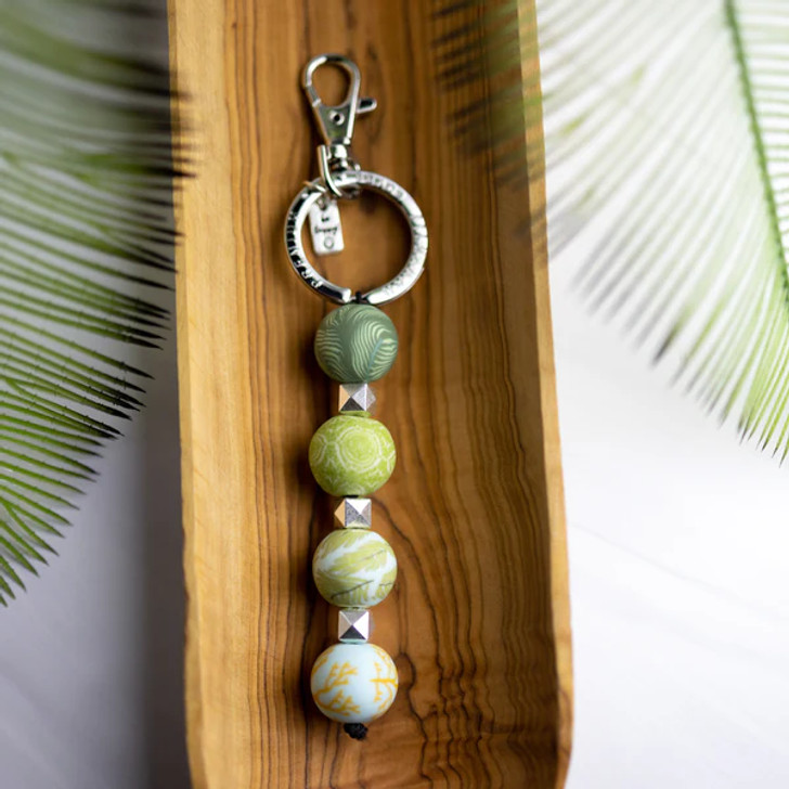 Jilzarah 4-Ball Clay Bead Keychain Botanical Green