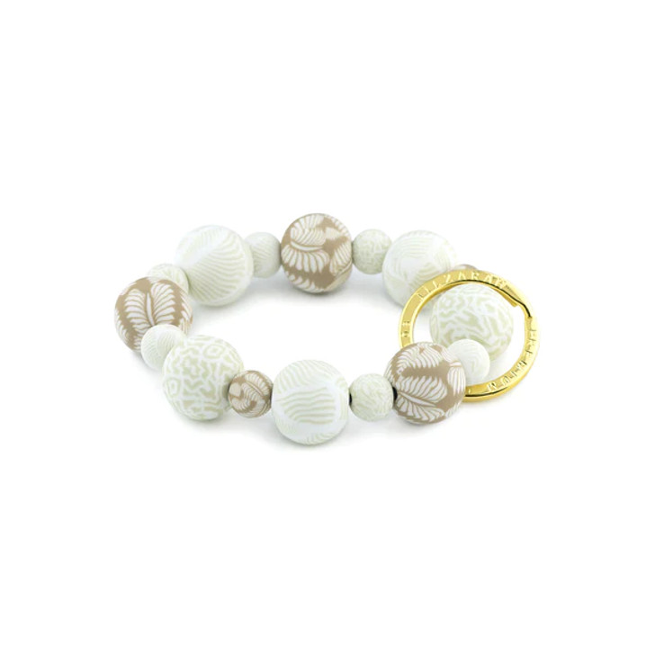 Jilzarah Clay Bead Wrist Keychain Ivory Palm