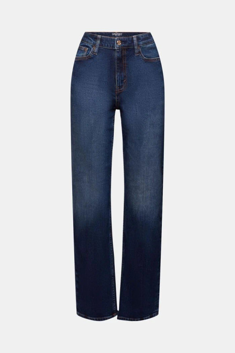 Esprit Retro High Rise Straight Fit Jeans Blue Dark Wash