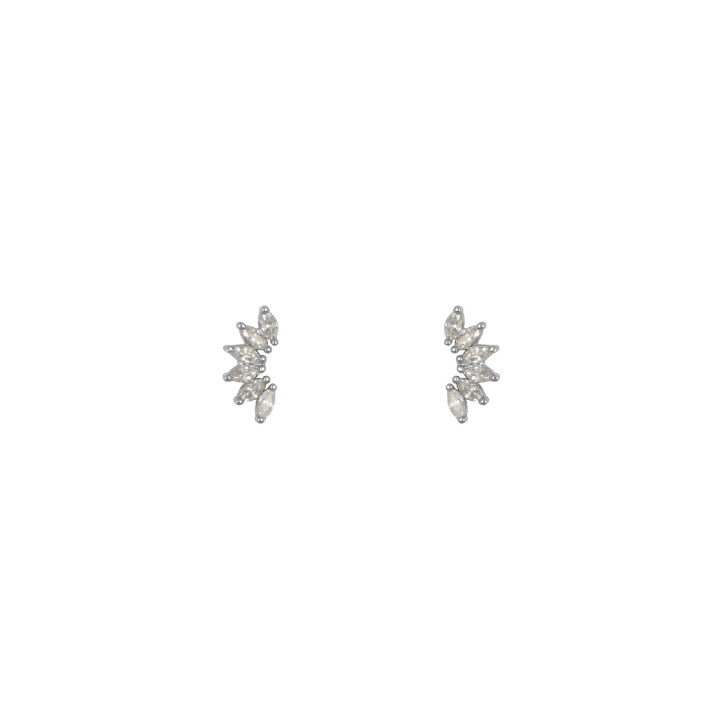 Lost and Faune Silver Plated Zircon Flower Studs