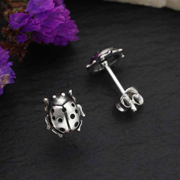 Nina Designs Sterling Silver Lady Bug Studs