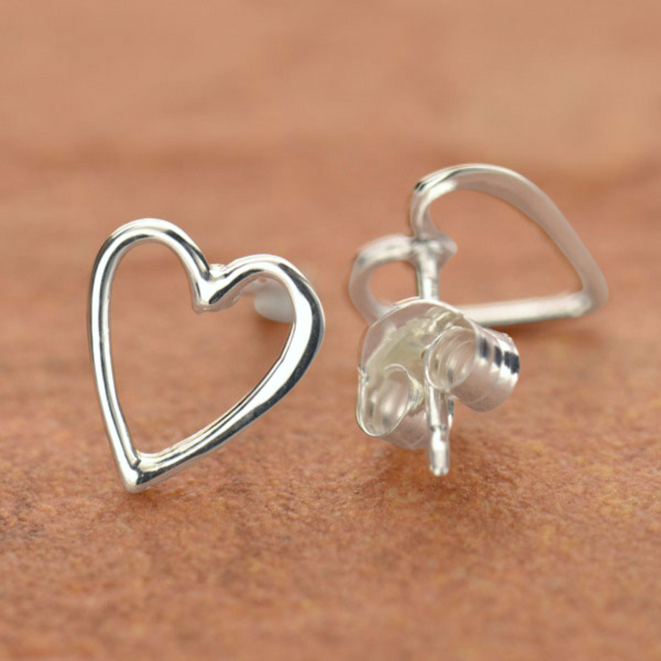 Nina Designs Sterling Silver Open Heart Studs