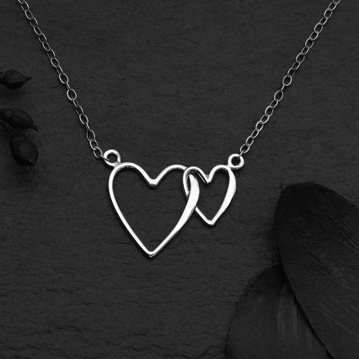 Nina Designs Sterling Silver Linked Heart Necklace