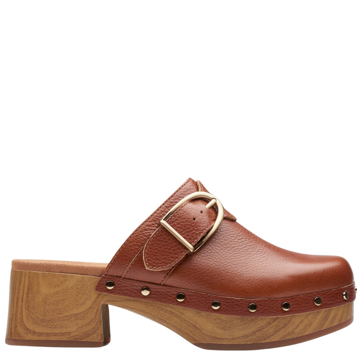 Clarks Sivanne Sun Tan Leather Clogs