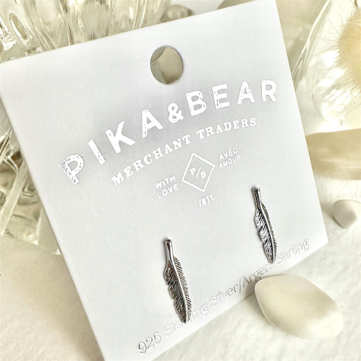 Pika & Bear Ma'at Feather Studs Silver