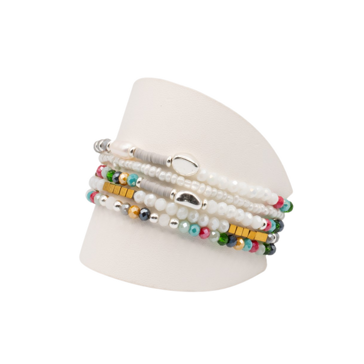 Caracol Set of 5 Stretch Bracelets Rainbow Mix