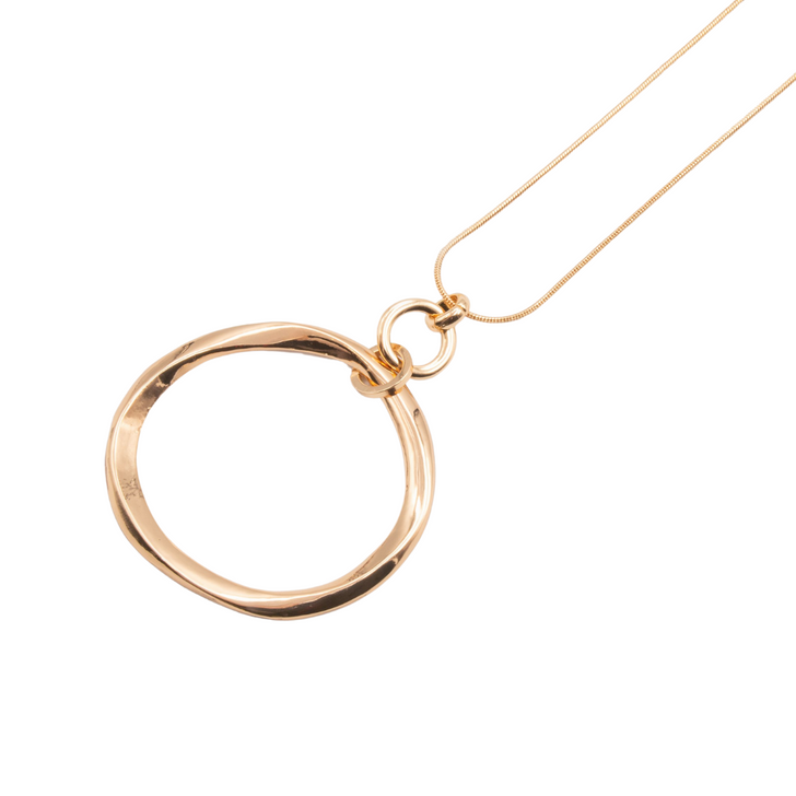 Caracol Large Circle Pendant Necklace Gold