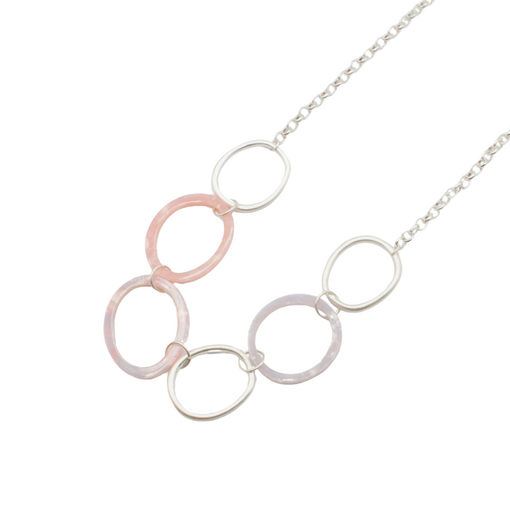 Caracol Resin Rings Long Necklace Pastel