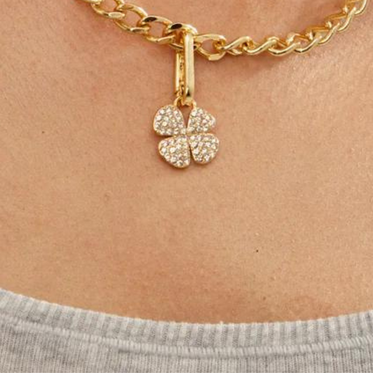 Pilgrim Charm Crystal Clover Pendant Gold