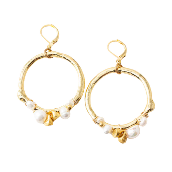 Anne Marie Chagnon Vincent Large Pearl Hoops Gold