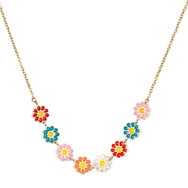 Suzie Blue Enamel Flower Necklace