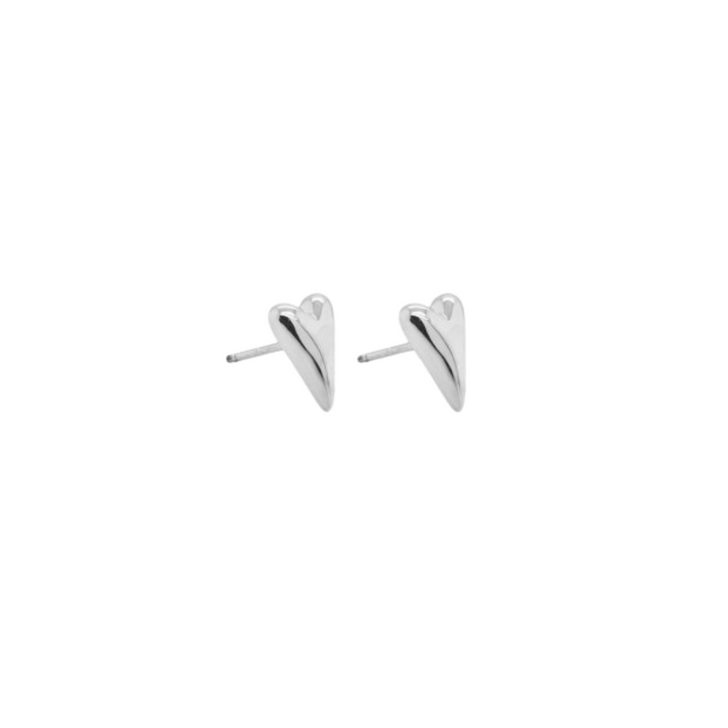 House of Jewellery Puffy Heart Studs Rhodium Plated