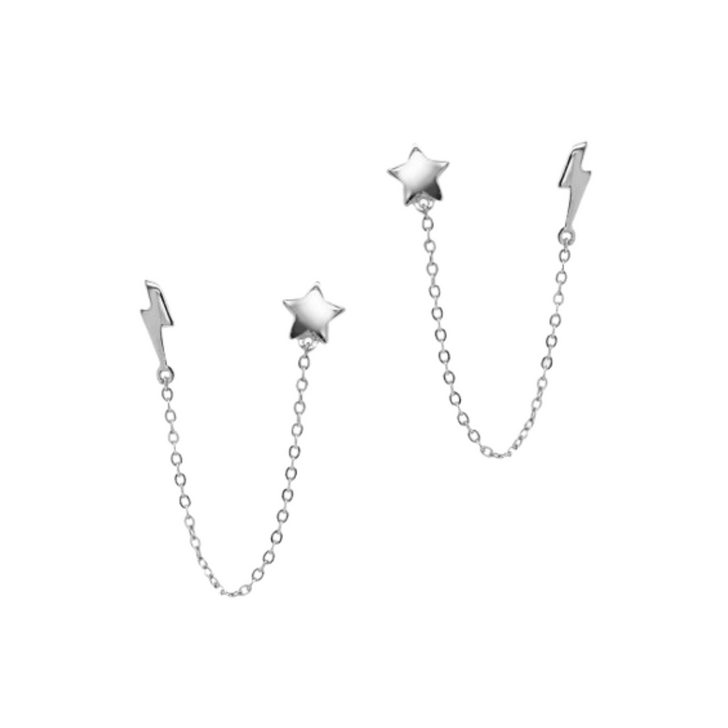 House of Jewellery CZ Stone Double Piercing Connected Studs 