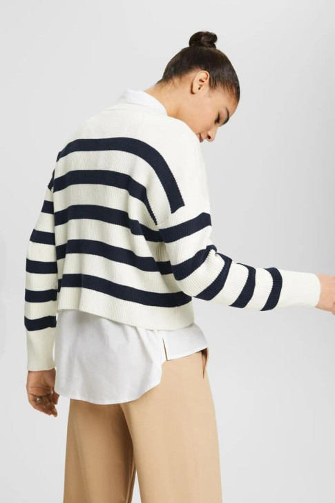 Esprit Cotton Cropped Sweater Stripes