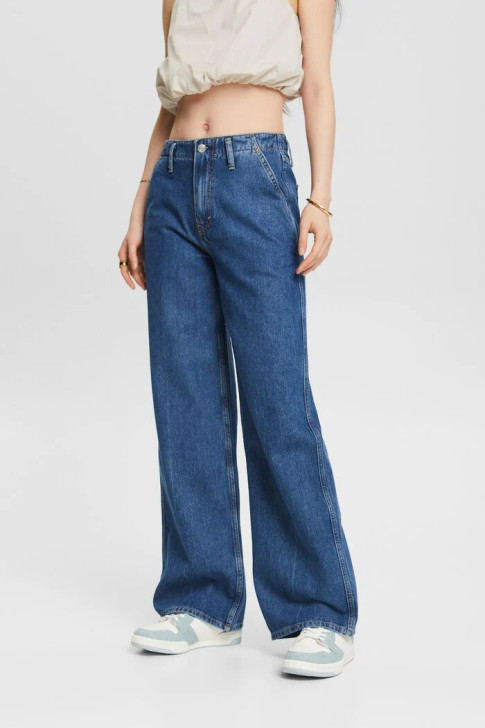 Esprit High-Rise Retro Wide Leg Jeans Blue Washed