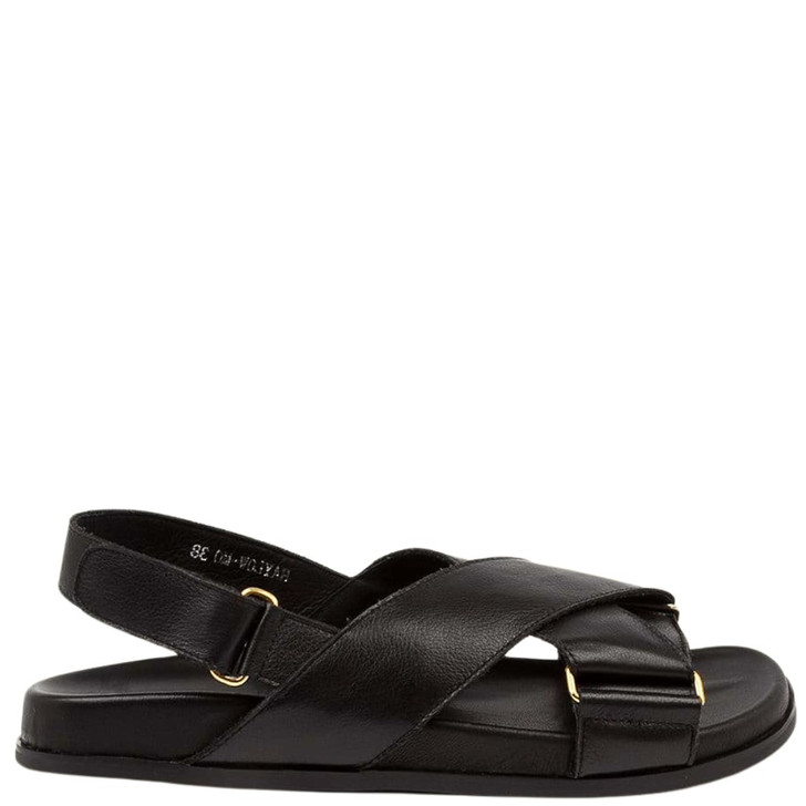 Django & Juliette Haylow Crossed Strap Sandals Black