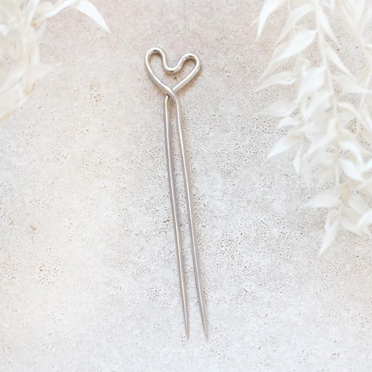 JustOne Moyo Heart Hair Pin Silver