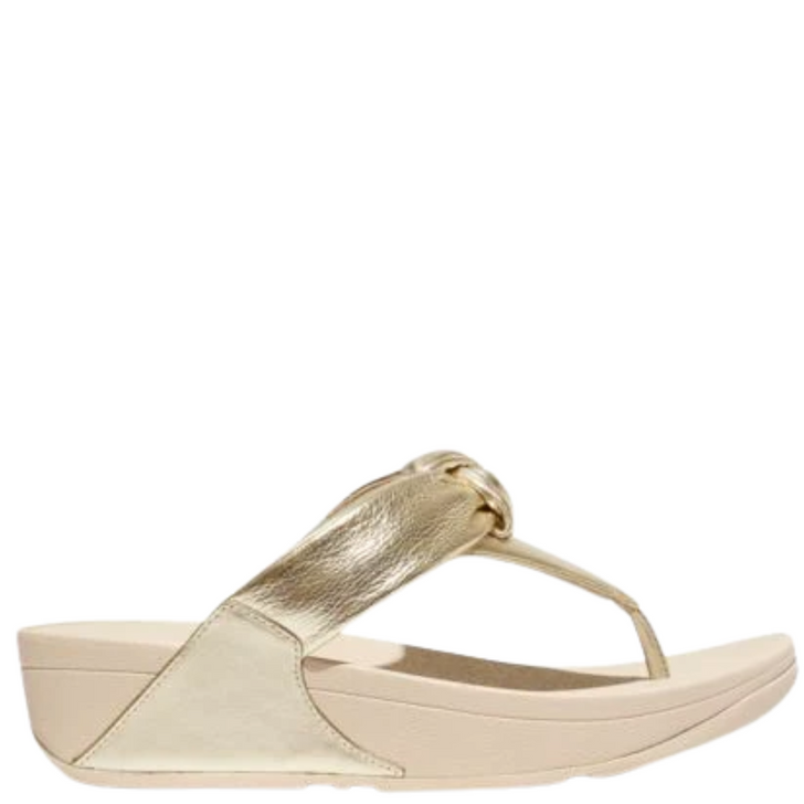FitFlop Lulu Padded Knot Toe Post Leather Sandals Platino