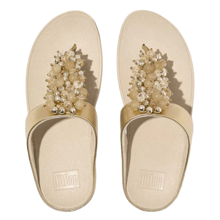 FitFlop Fino Bauble Bead Toe Post Sandals Platino