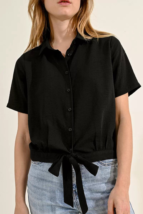 Molly Bracken Tie Front Shirt Black