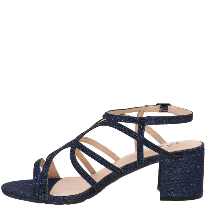 Taxi Harper-02 Sparkly Strappy Heels Navy