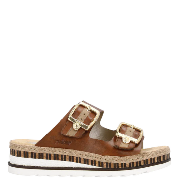 Rieker Regina Wedge Slides Tan