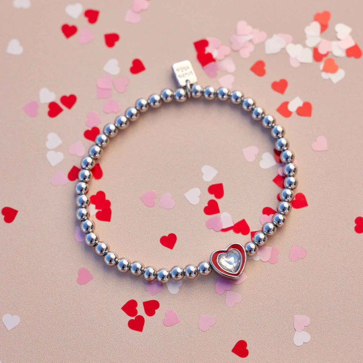 Pura Vida Enamel Heart Bracelet Silver