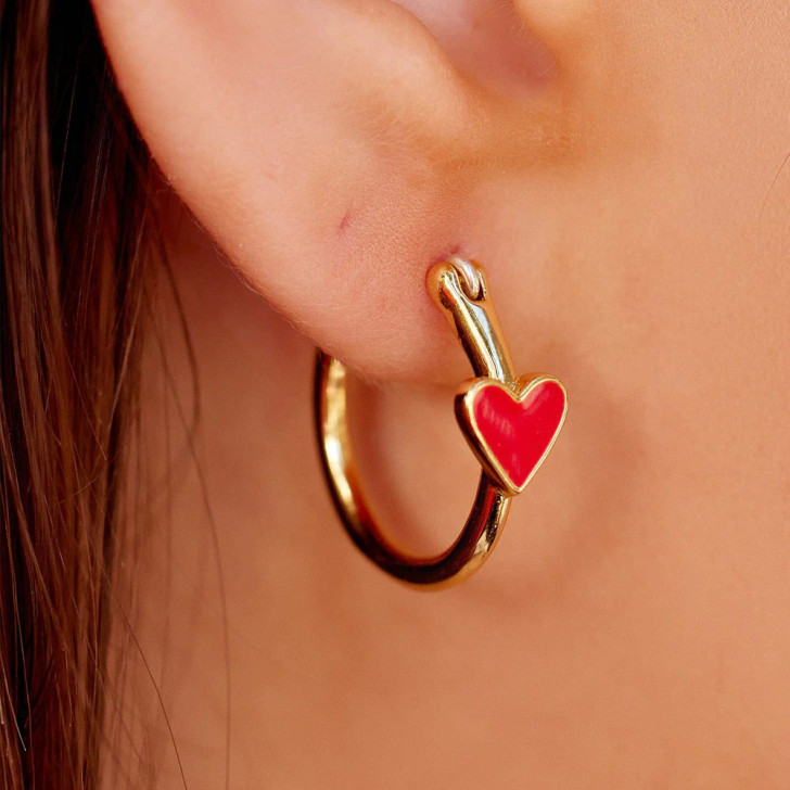 Pura Vida Petite Heart Hoops Gold