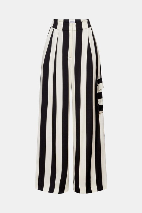 Esprit Striped Wide Leg Pants Black & White