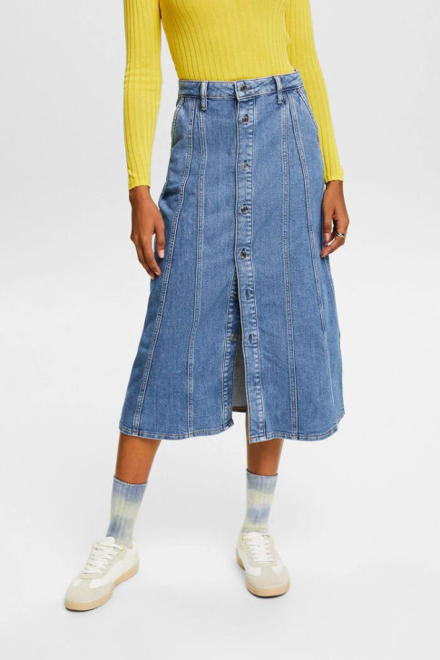 Esprit Denim Midi Skirt Blue Light Wash