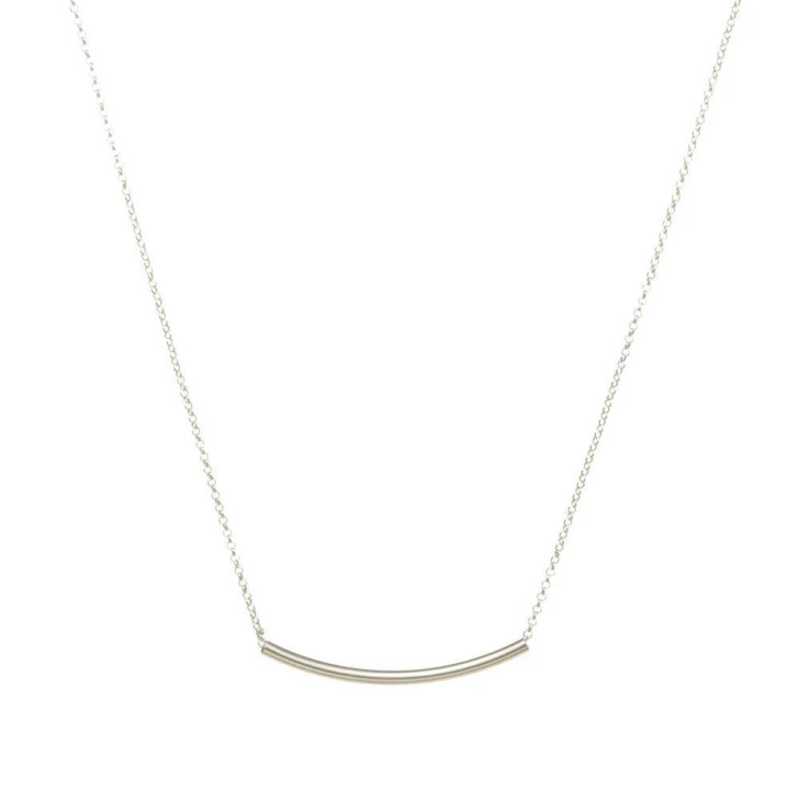 Dogeared Balance Curved Bar Necklace Silver