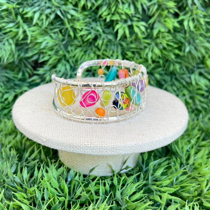 White Lotus Medium Woven Cuff Multi