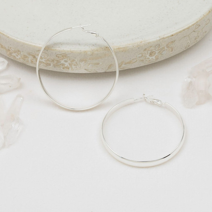 Glee Silver Plated Velocity Large Hoops
