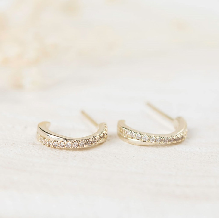 Glee Gold Plated Tiny Dancer Crystal Hoops
