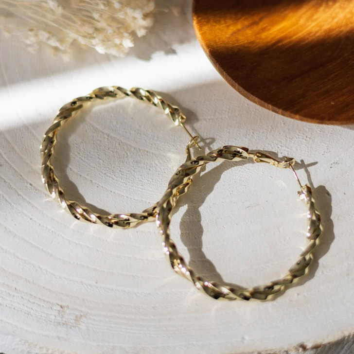 Wild Abandon Gold Plated Gossip Twisted Hoops