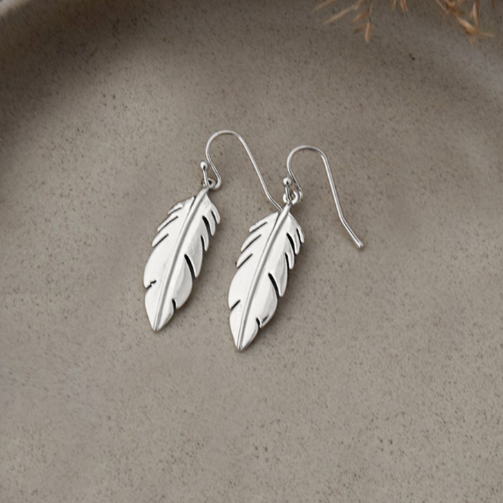 Wild Abandon Silver Plated Quill Feather Earrings